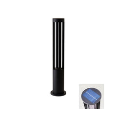 Black Cylindrical Garden Outdoor Light with Solar Panel