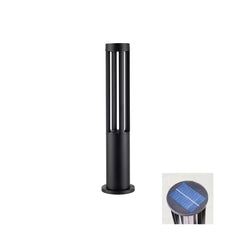 Black Cylindrical Garden Outdoor Light with Solar Panel