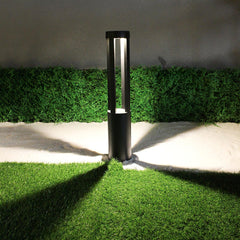Black Cylindrical Garden Outdoor Light with Solar Panel