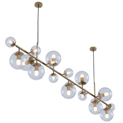 Brass Glass Globe Chandelier