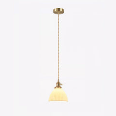 Brass Pleated Ceramic Pendant Lamp