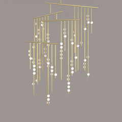 Brass Glass Drop Chandelier