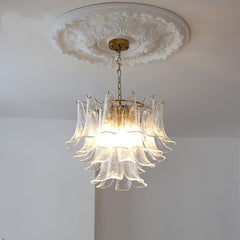 Glass Leaf Cascade Chandelier
