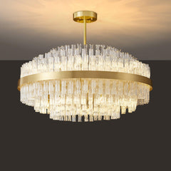 Gold & Clear Rod Chandelier