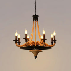 Hemp Rope Industrial Large Wheel Chandelier