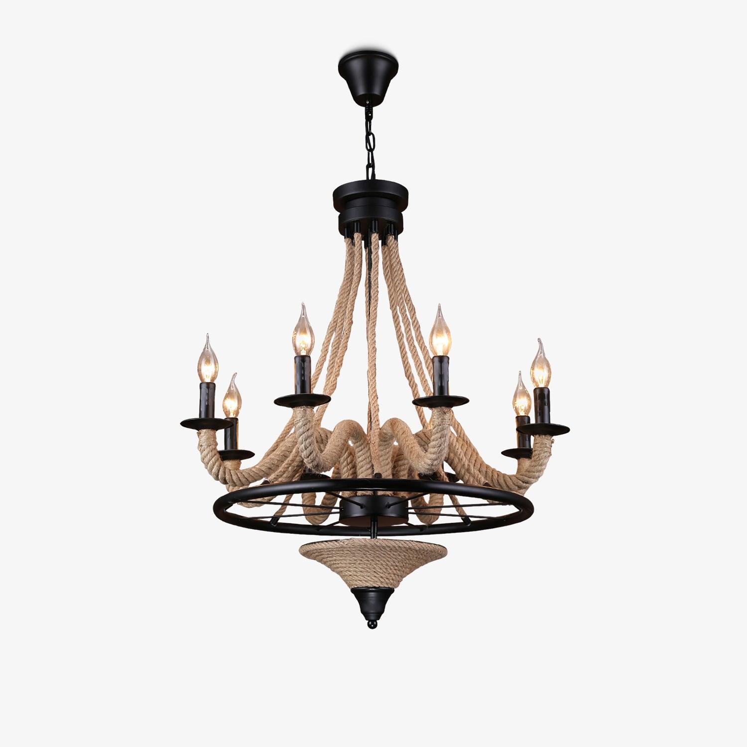 Hemp Rope Industrial Large Wheel Chandelier