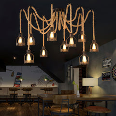 Hemp Rope Scattered Flower Chandelier