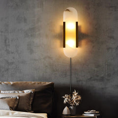 Melange Elongated Alabaster Plug-in Wall Lamp