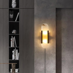 Melange Elongated Alabaster Plug-in Wall Lamp