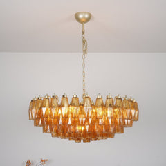 Murano Rhombus Amber Glass Chandelier