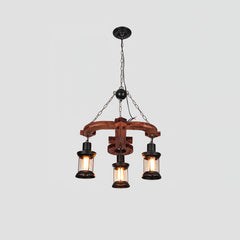 Nautical Industrial Style Wooden Chandelier