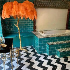 Ostrich Feather Brass Floor Lamp