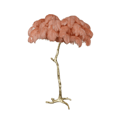 Ostrich Feather Brass Floor Lamp