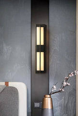 Rectangular Alabaster Brass Wall Sconce
