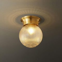 Reeded Globe Flush Ceiling Light