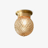 Reeded Globe Flush Ceiling Light