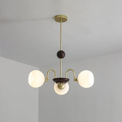 Sculptural Glass Ribbed Chandelier