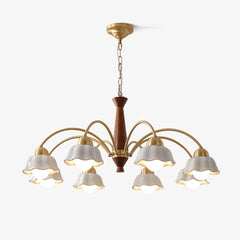 Swedish Modern Brass Chandelier