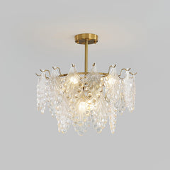 Tiered Carved Glass Chandelier