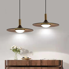 Walnut Wood Dish Pendant Light