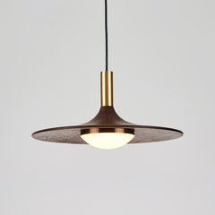 Walnut Wood Dish Pendant Light