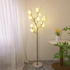 White Porcelain Magnolia Floor Lamp