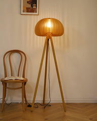 Wooden Pumpkin Floor Lamp