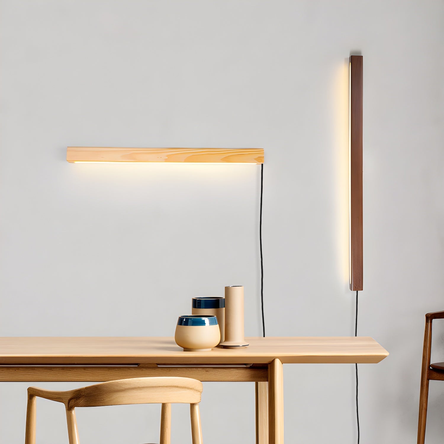Arlo Linear Wood Plug-in Wall Light