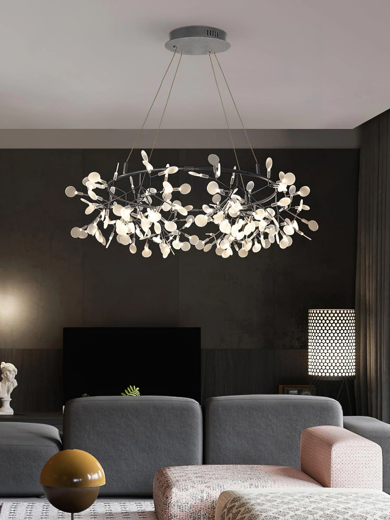 Black Big O Firefly LED Chandelier