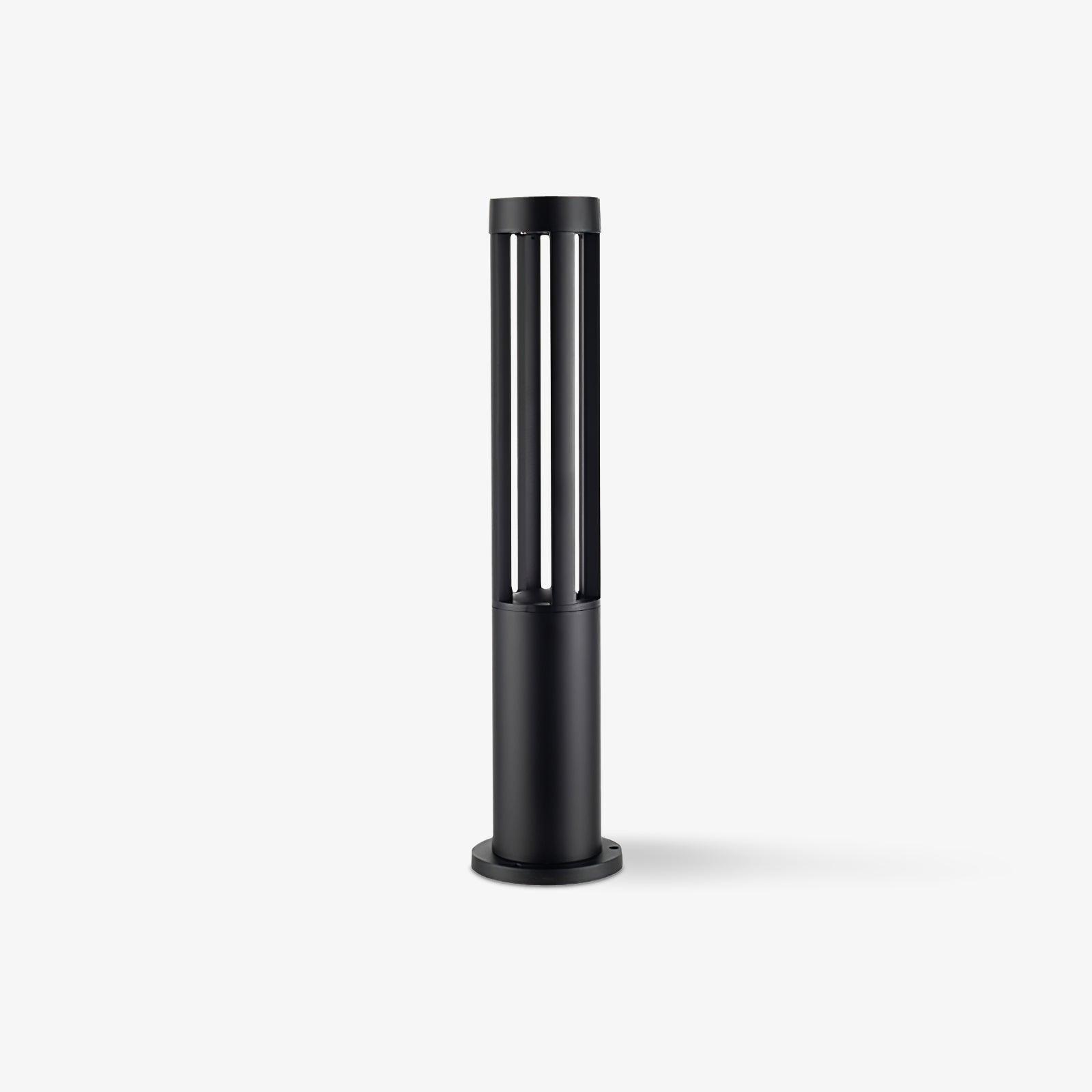 Black Cylindrical Garden Outdoor Light with Solar Panel