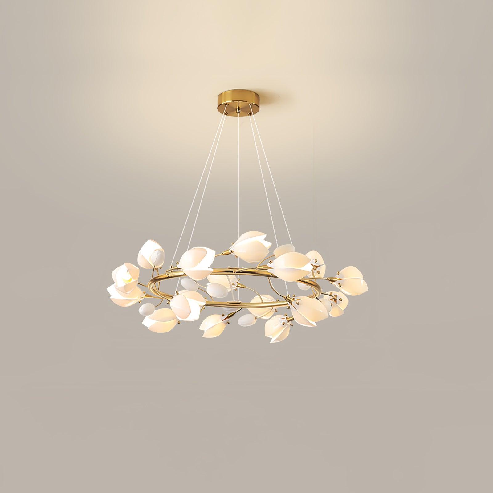 White Porcelain Magnolia Chandelier