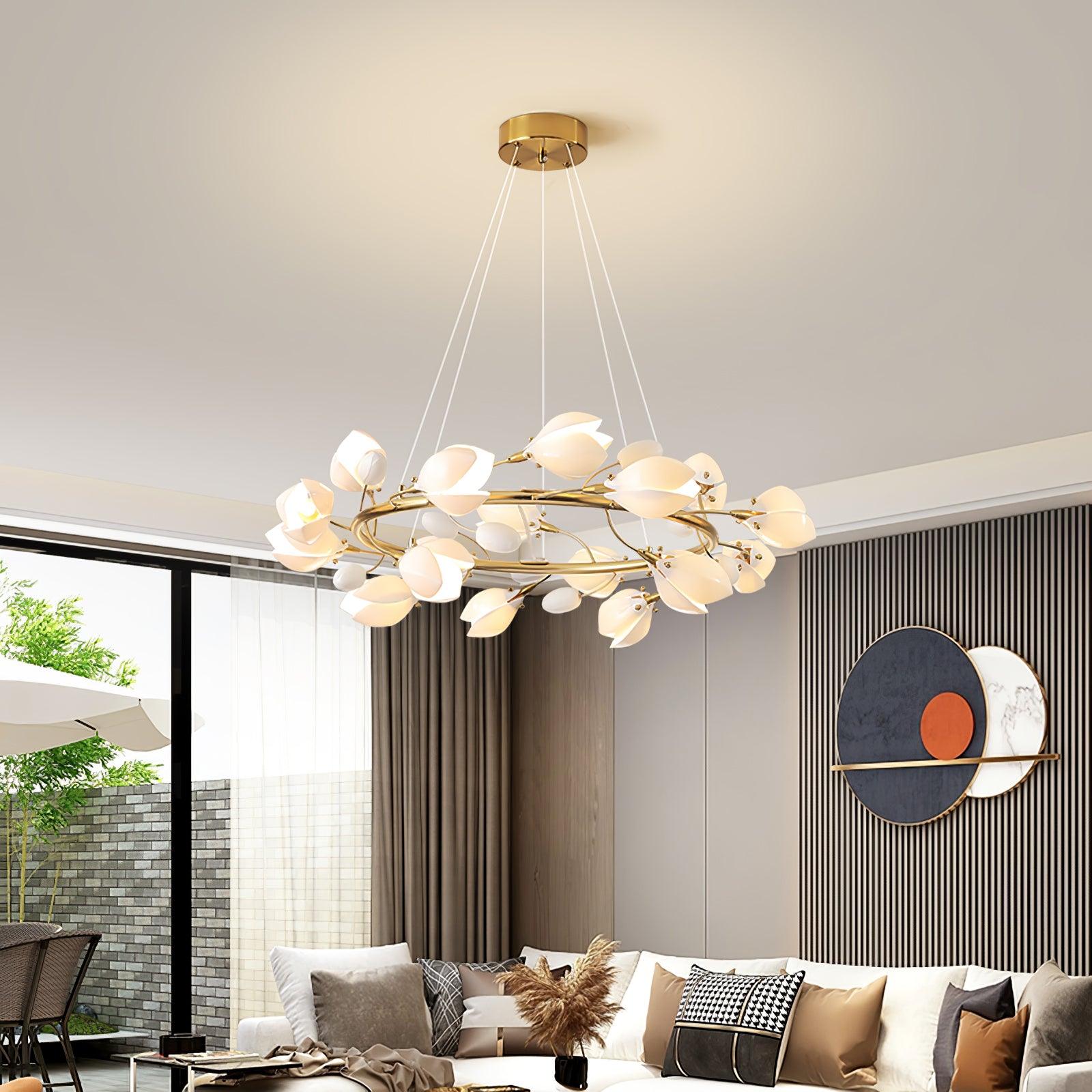 White Porcelain Magnolia Chandelier