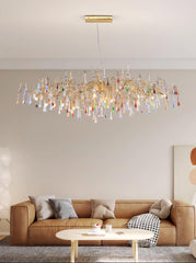 Colorful Raindrop Brass Branch Chandelier