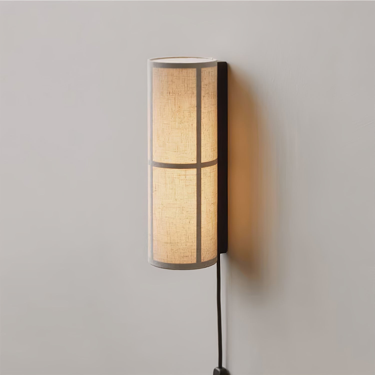 Cylinder Fabric Plug-in Wall Lamp