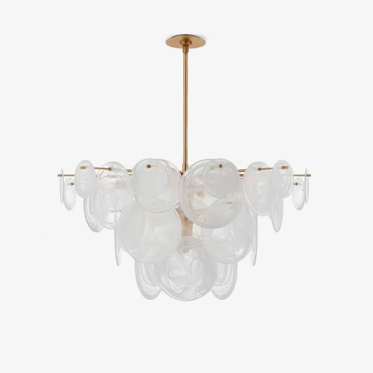 Brass Discs Cascading Chandelier