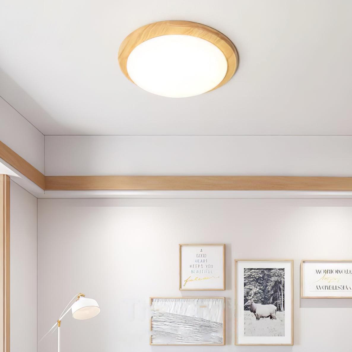 Drum Wood Ceiling Lamp