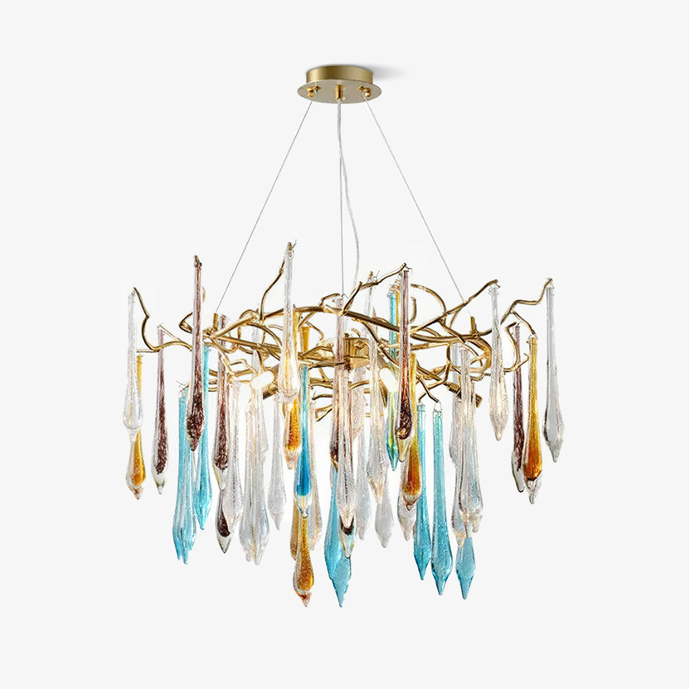 Gold Round Teardrop Chandelier