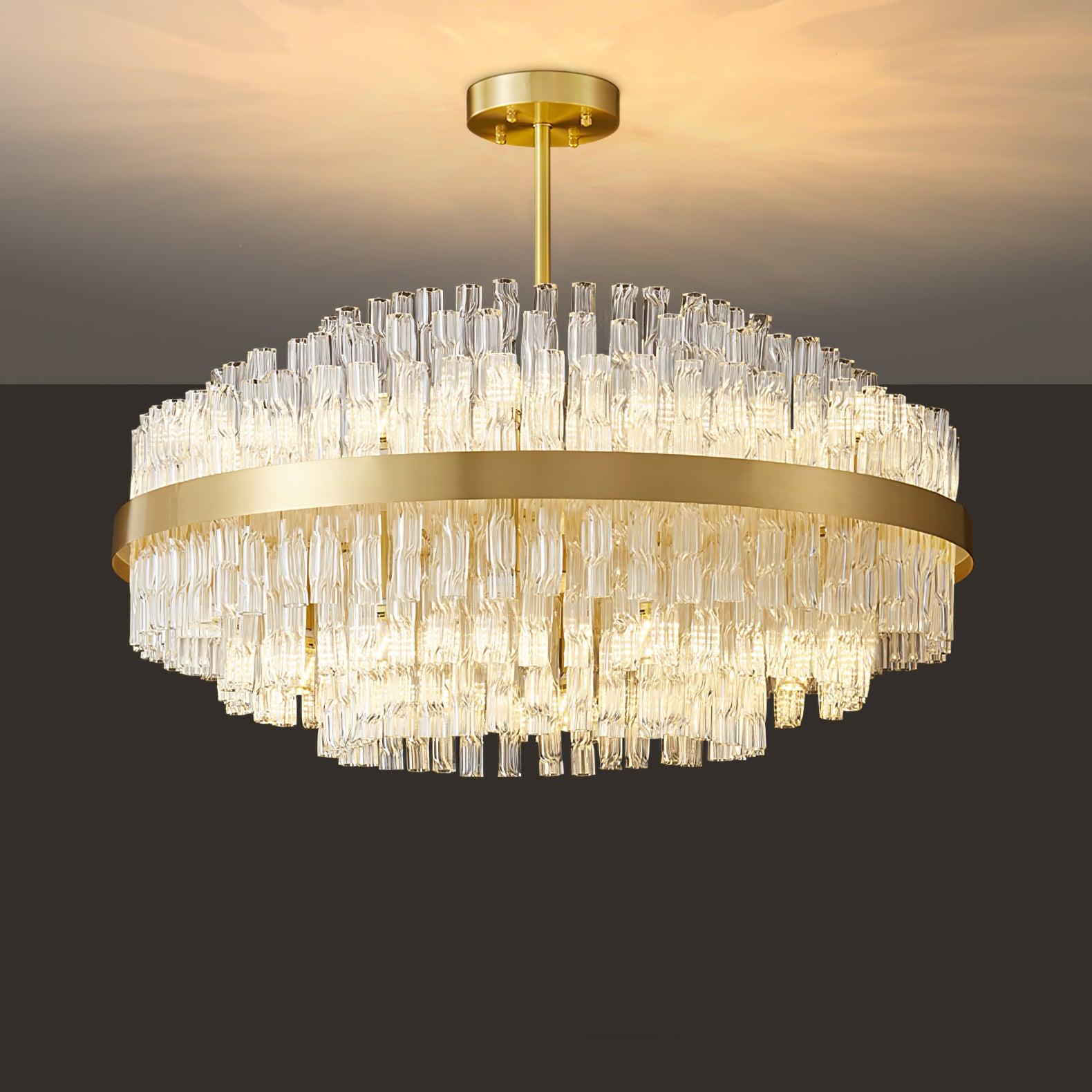 Gold & Clear Rod Chandelier
