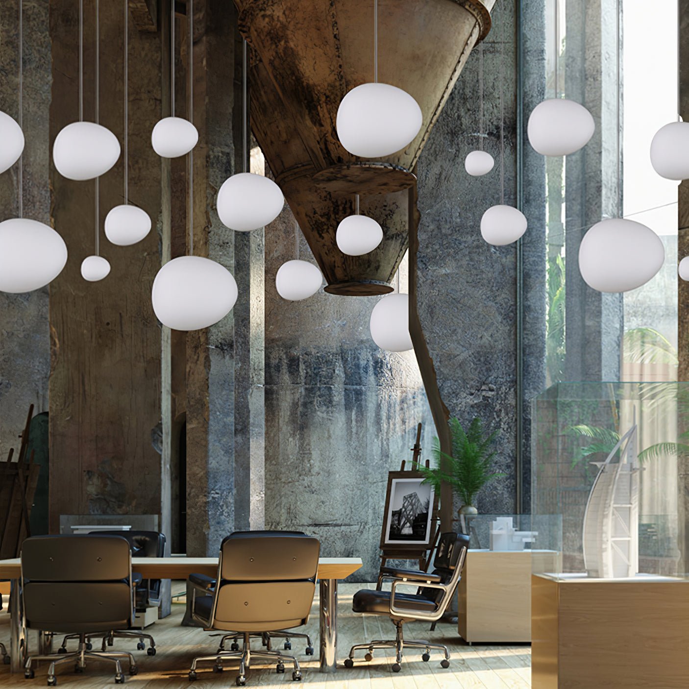 Gregg Stone Shape Glass Pendant Light