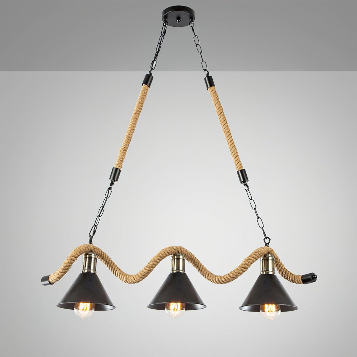 Hemp Rope Industrial Wave Chandelier