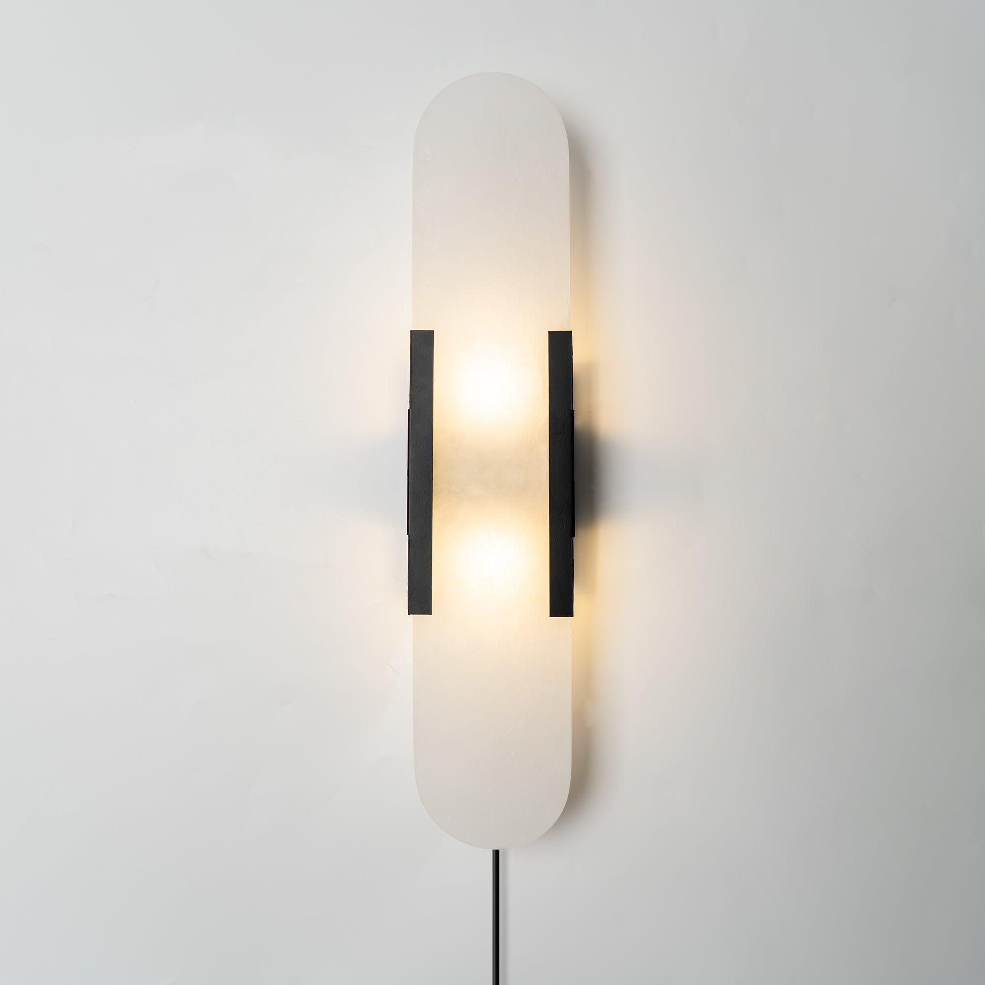 Melange Elongated Alabaster Plug-in Wall Lamp