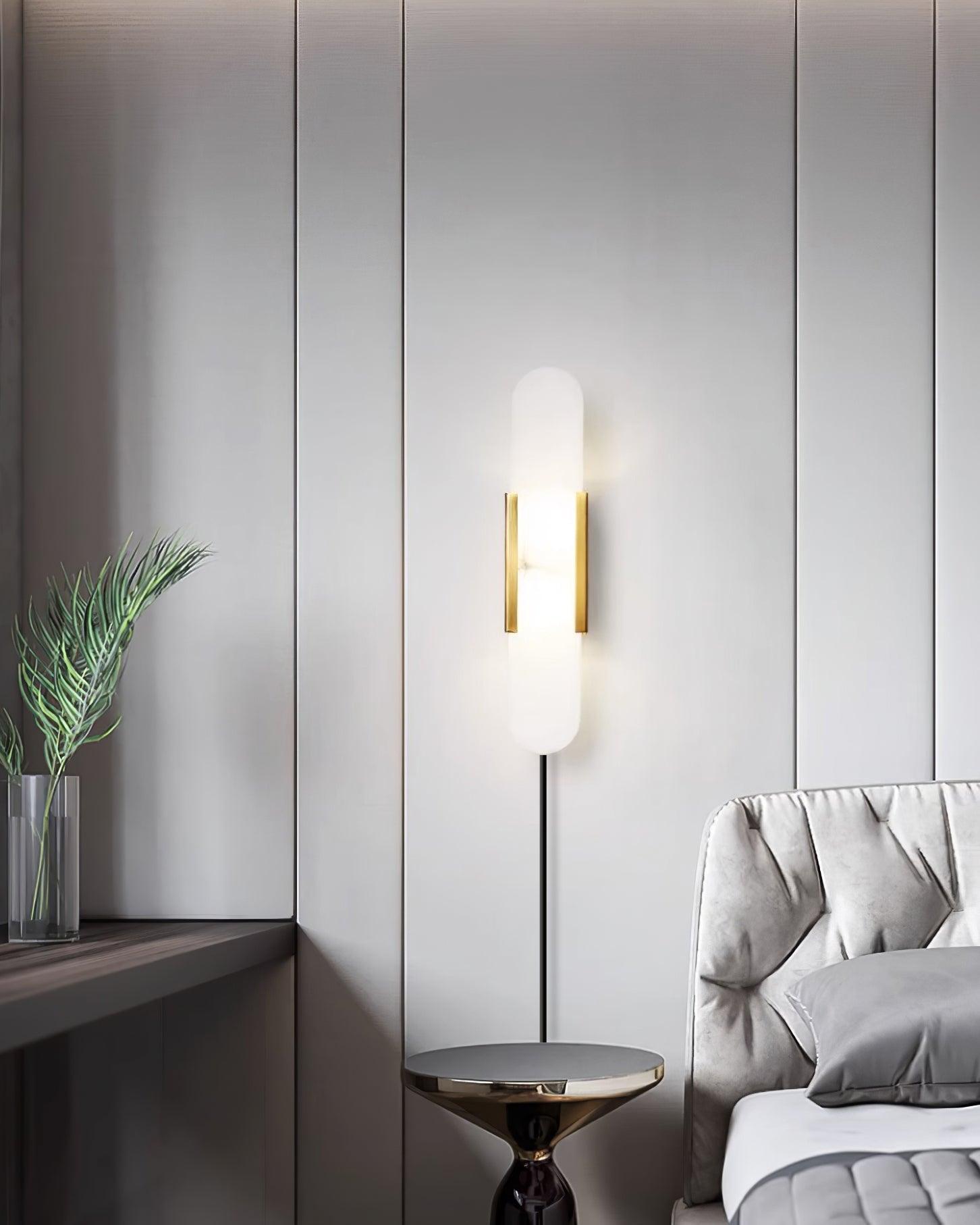 Melange Elongated Alabaster Plug-in Wall Lamp