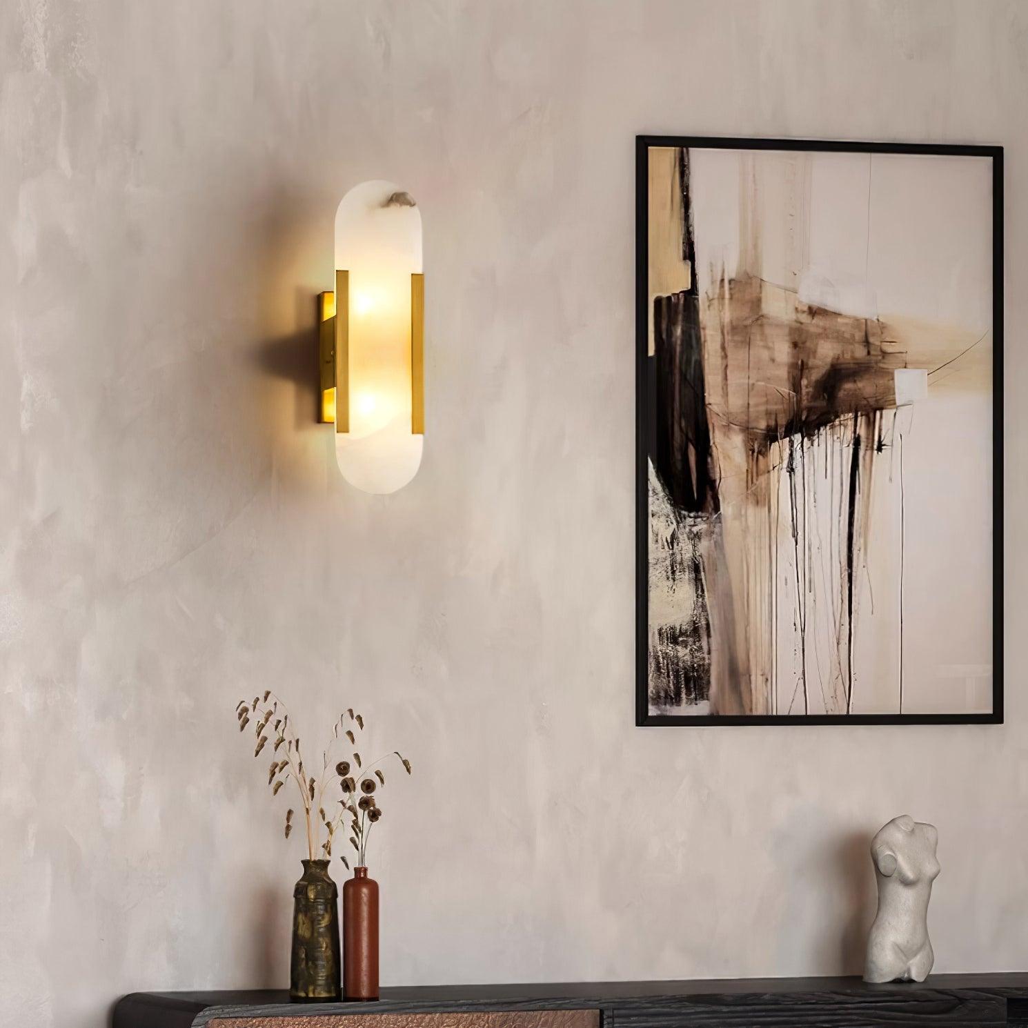 Melange Elongated Alabaster Plug-in Wall Lamp