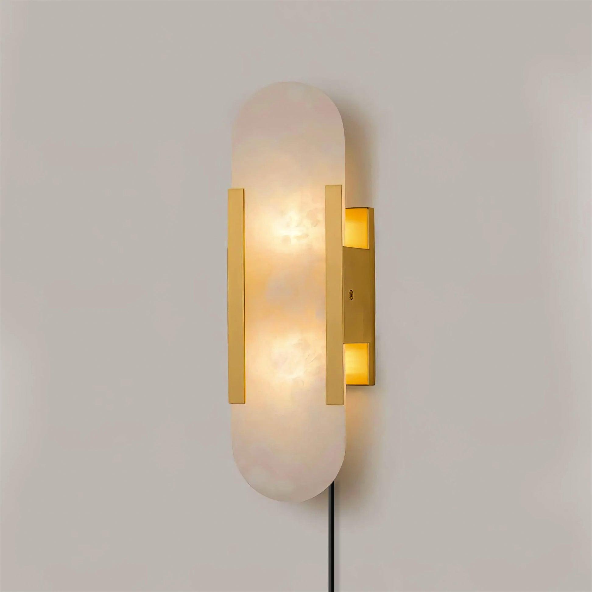 Melange Elongated Alabaster Plug-in Wall Lamp