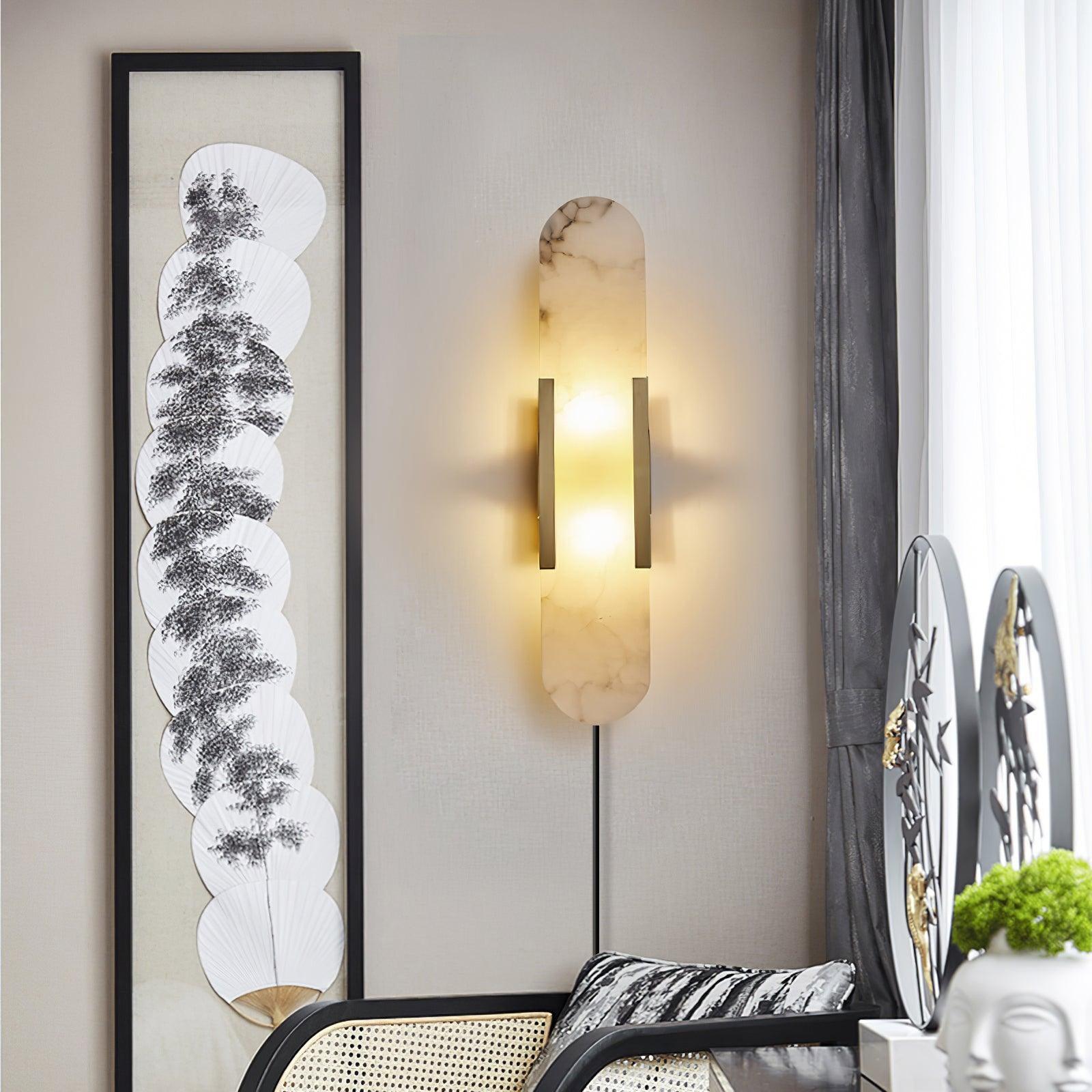 Melange Elongated Alabaster Plug-in Wall Lamp
