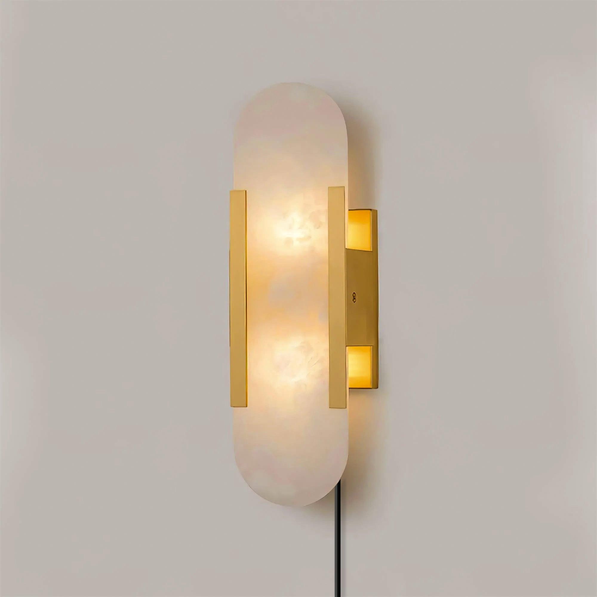Melange Elongated Alabaster Plug-in Wall Lamp