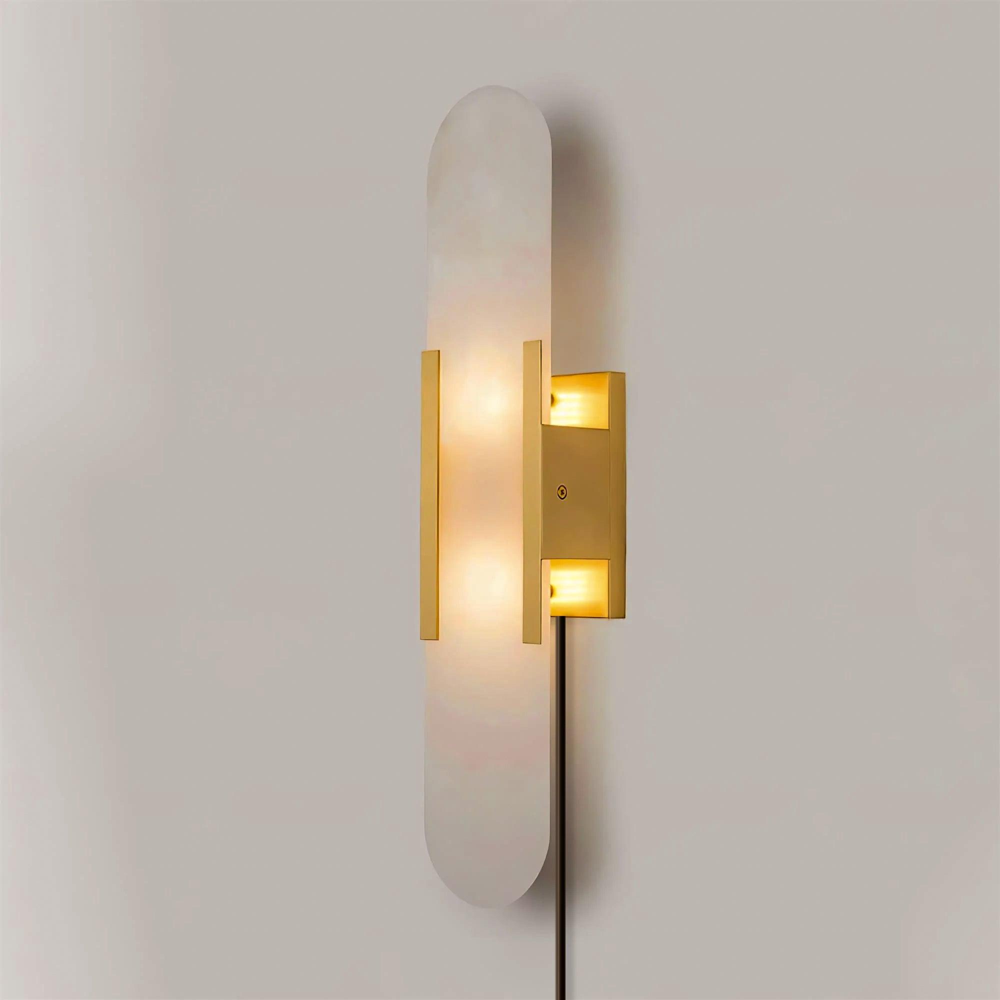 Melange Elongated Alabaster Plug-in Wall Lamp