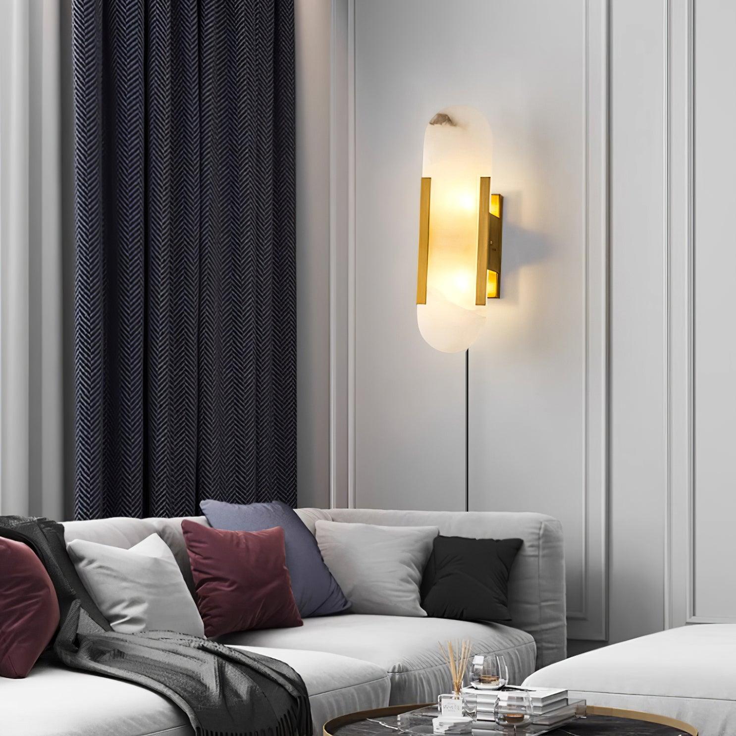 Melange Elongated Alabaster Plug-in Wall Lamp