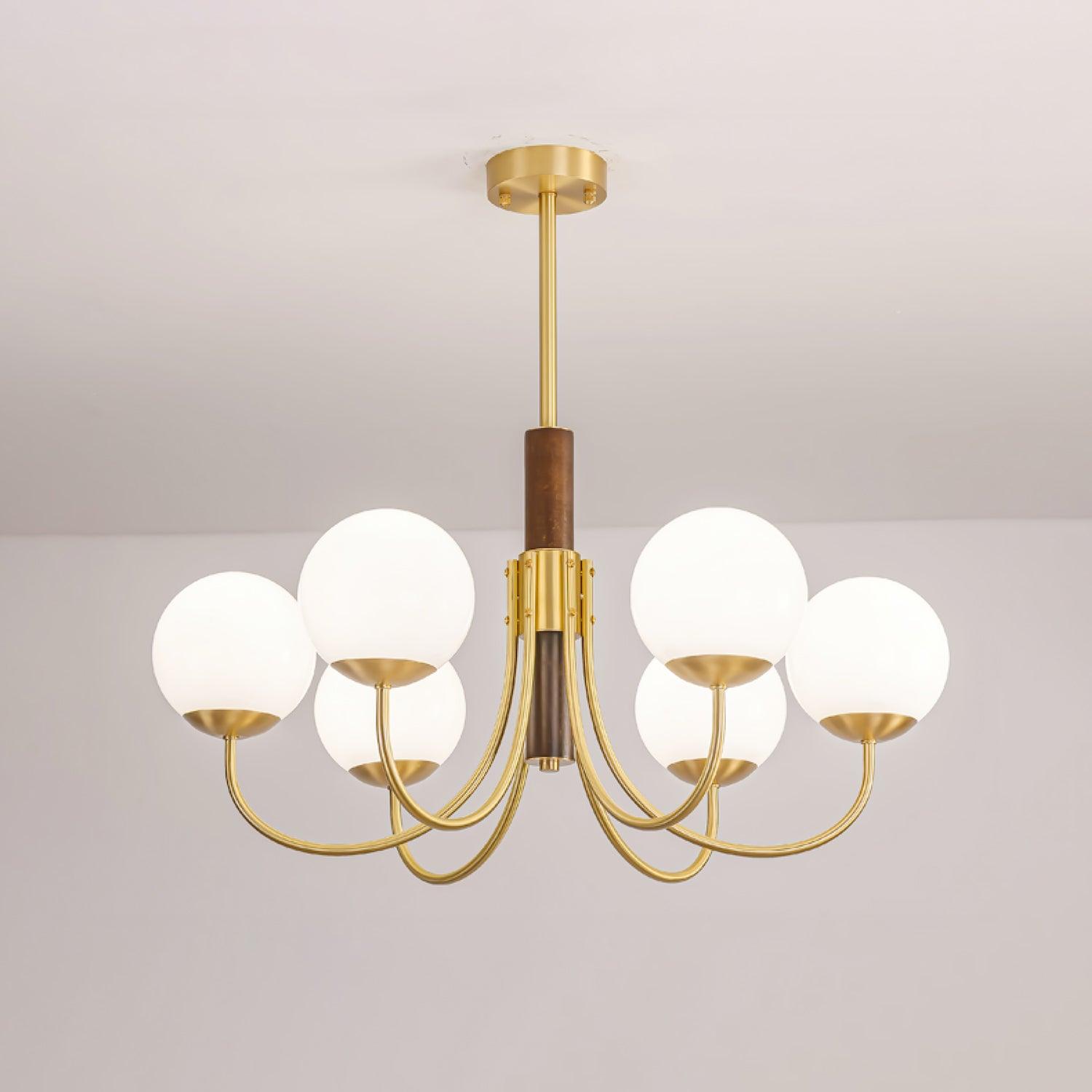 Midas Touch Walnut Sphere Chandelier