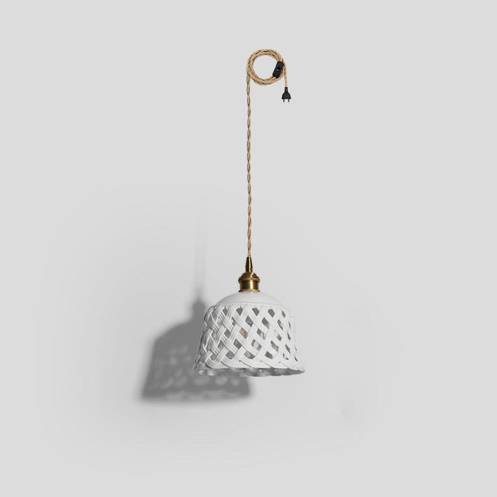 Openwork Ceramic Swag Light